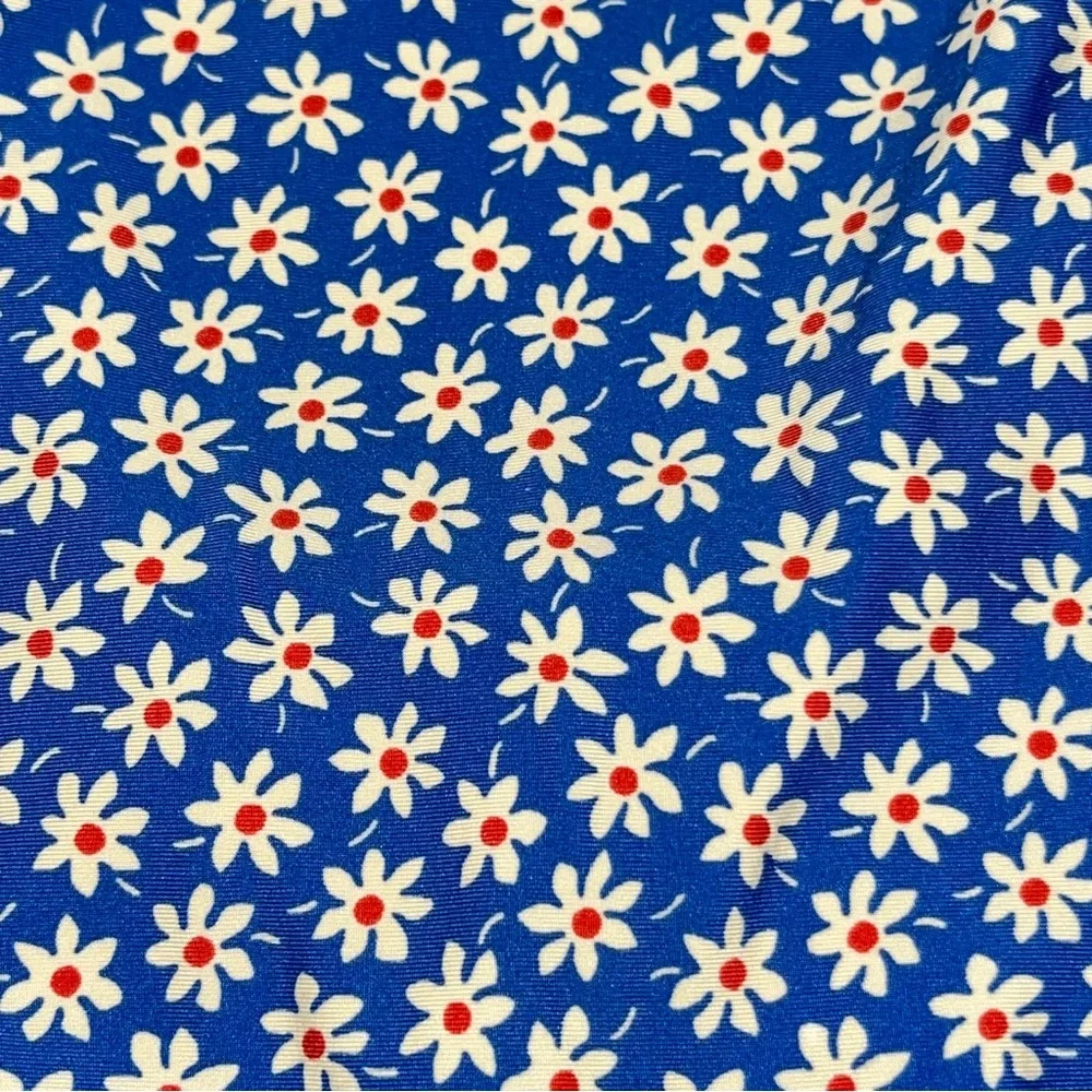 Madewell Plunging Scoopback One Piece Blue Mini Daisy Swimsuit size 4 - Picture 8 of 12